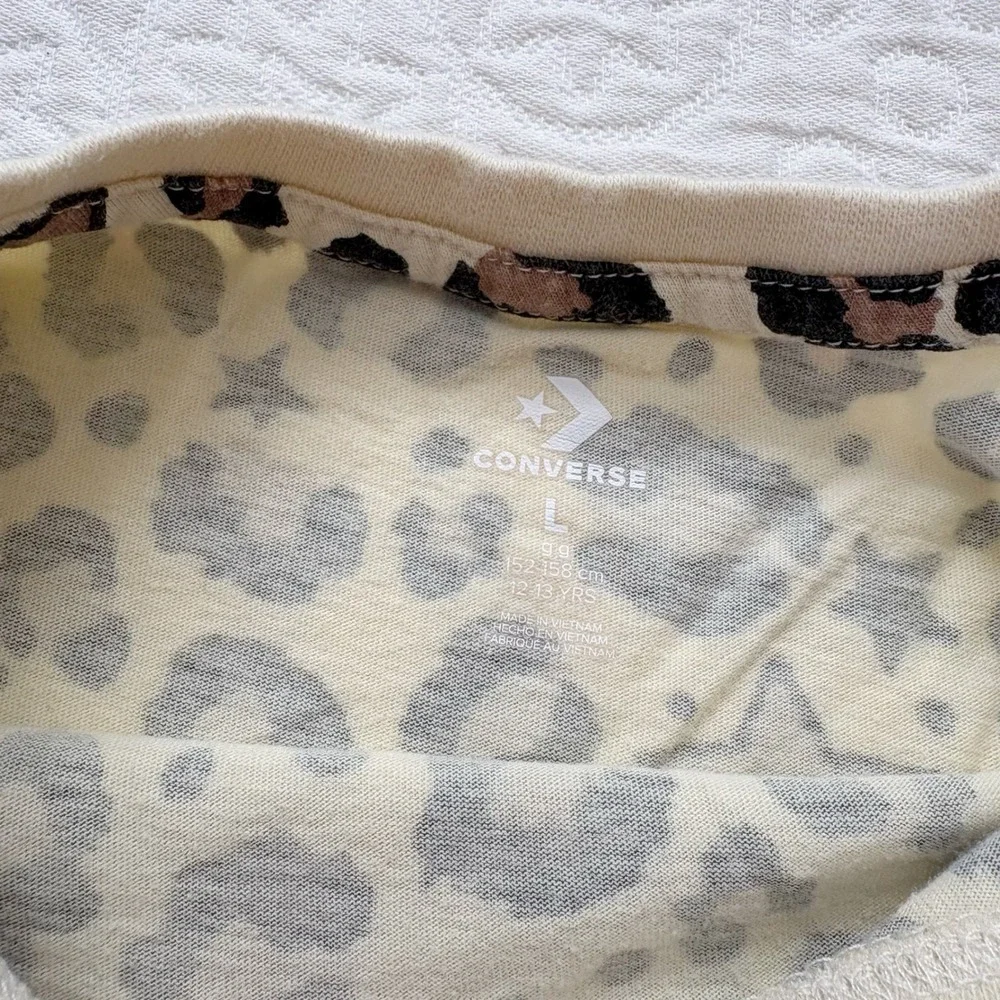 Converse All‎ Star Girls' Leopard Print Crop Top Shirt Sz L 12-13 YRS
